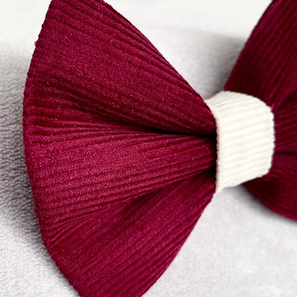 Burgundy Red Corduroy Dog Bow Tie