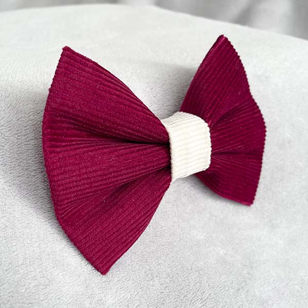 Burgundy Red Corduroy Dog Bow Tie