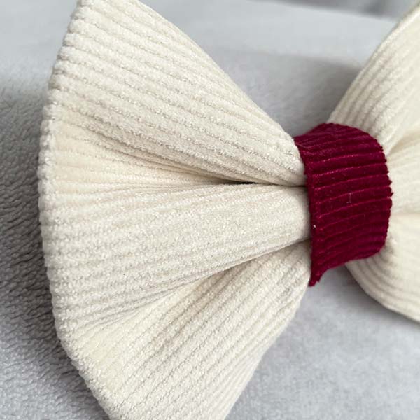 Ivory Corduroy Dog Bow Tie