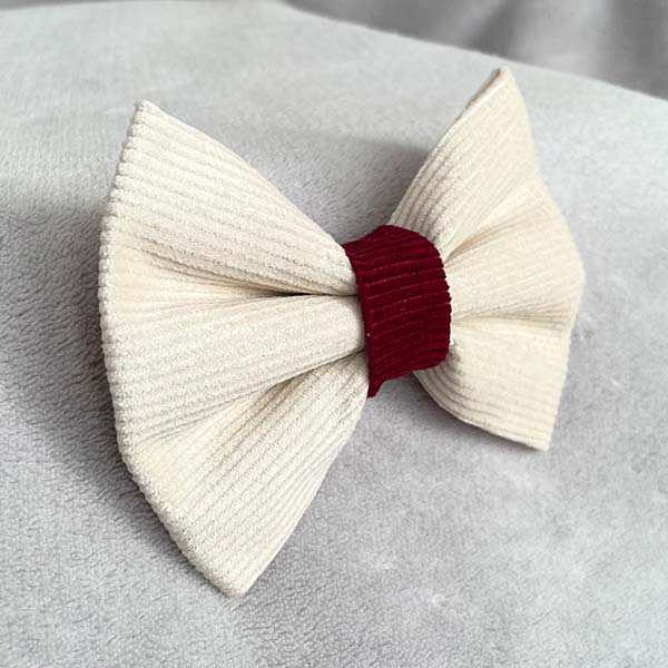 Ivory Corduroy Dog Bow Tie