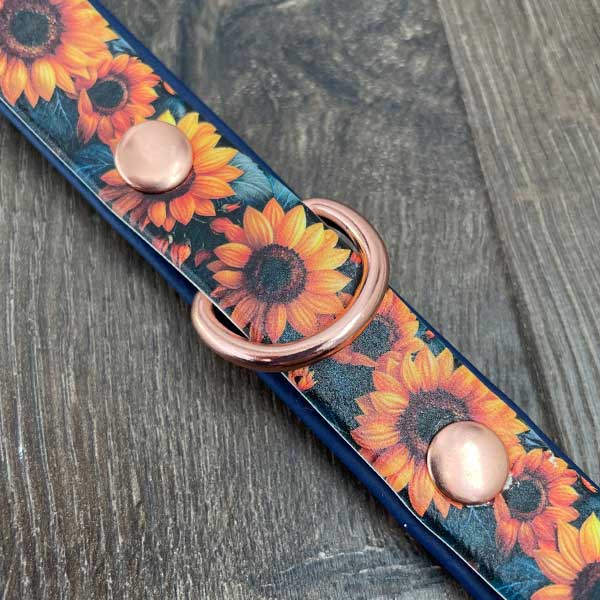 Midnight Sunflowers Patterned Dog Collar