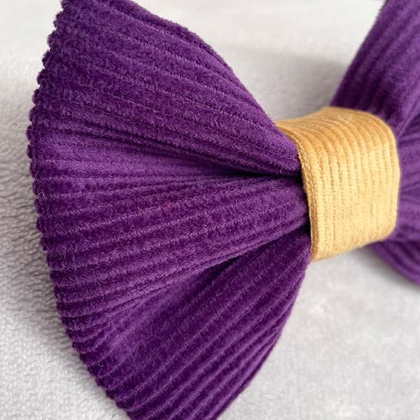 Plum Purple Corduroy Dog Bow Tie