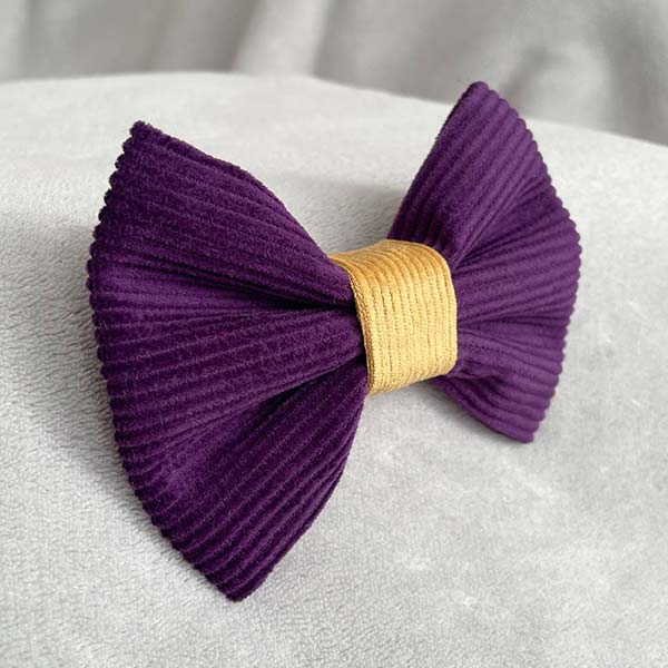Plum Purple Corduroy Dog Bow Tie
