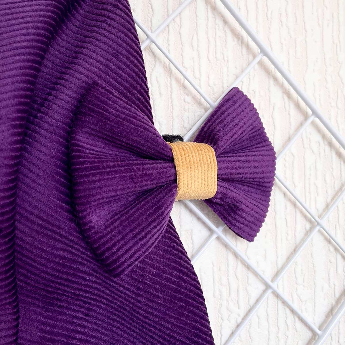 Plum Purple Corduroy Dog Bow Tie