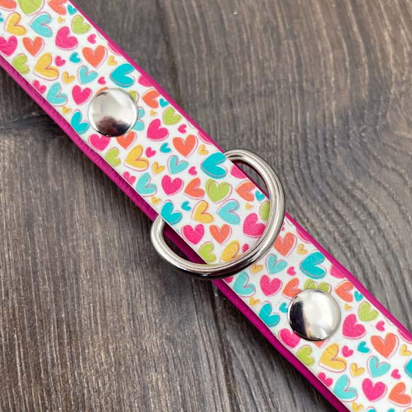 Rainbow Hearts Patterned Dog Collar