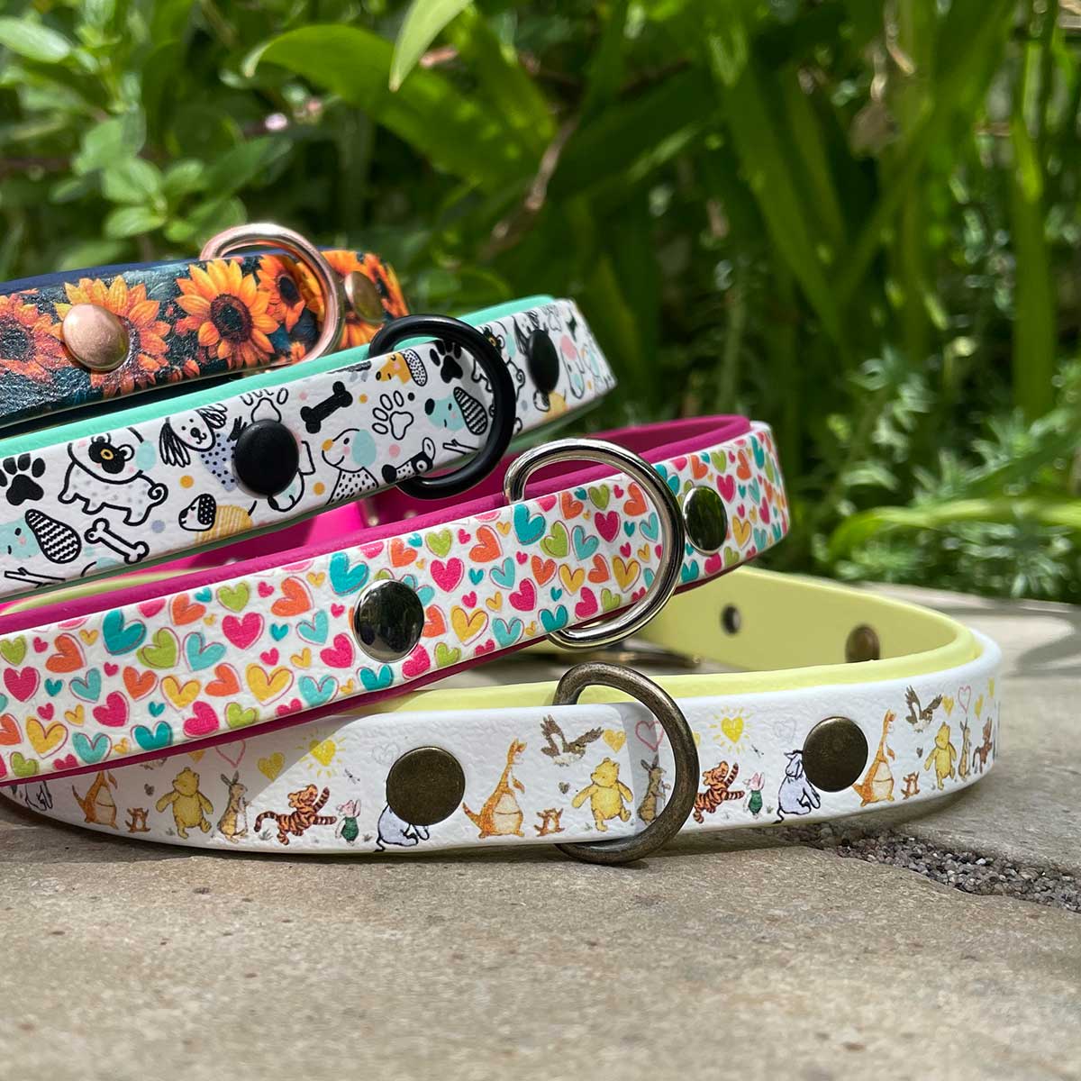 Midnight Sunflowers Patterned Dog Collar