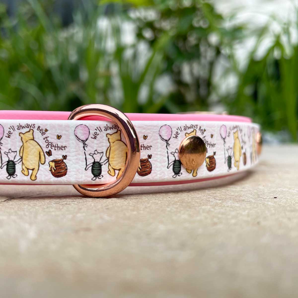 We'll Always Bee Together Classic Pooh Bear Patterned Dog Collar