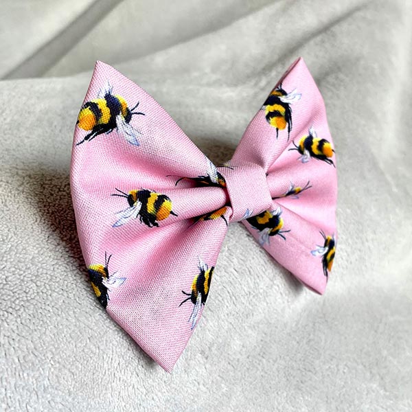 Queen Bee Pink Dog Bow Tie