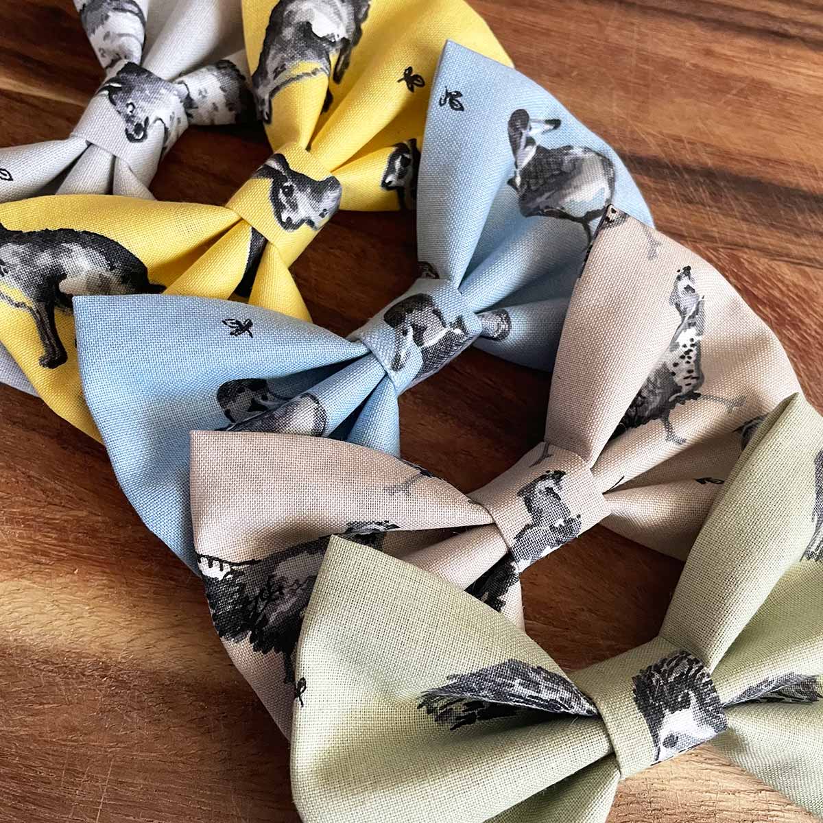 Five country animal bow ties