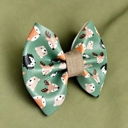 Autumn Friends Leatherette Dog Bow Tie