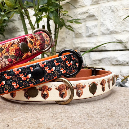 Flowers in Autumn Patterned Dog Collar