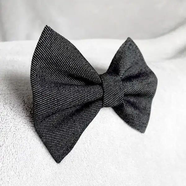 Black Denim Dog Bow Tie