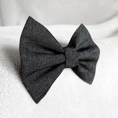 Black Denim Dog Bow Tie