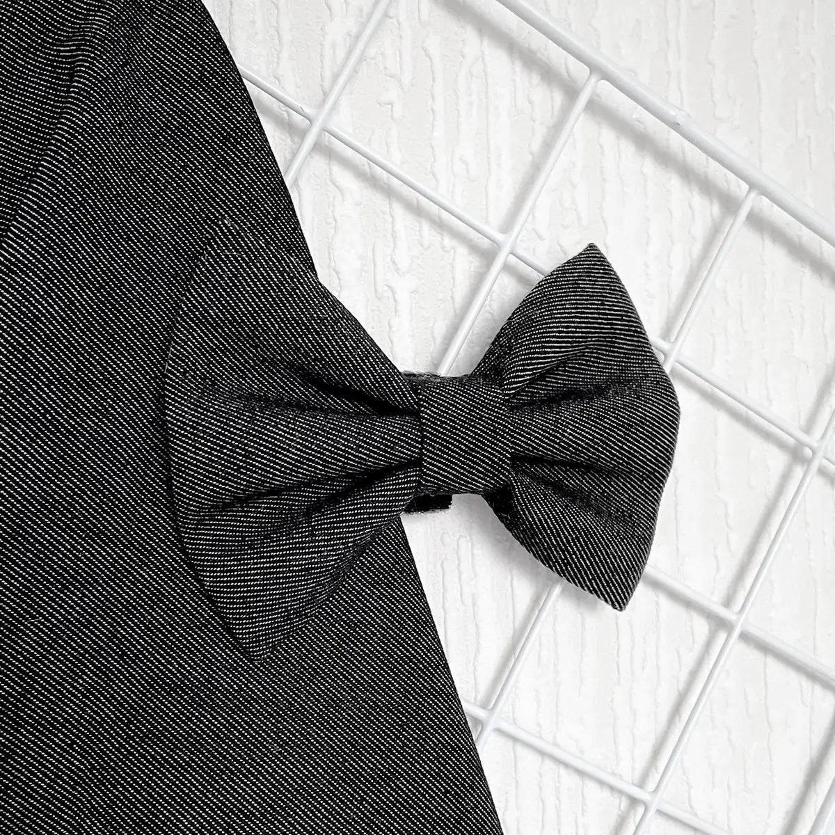 Black Denim Dog Bow Tie