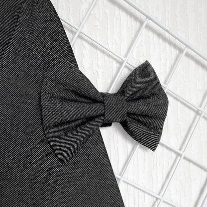 Black Denim Dog Bow Tie