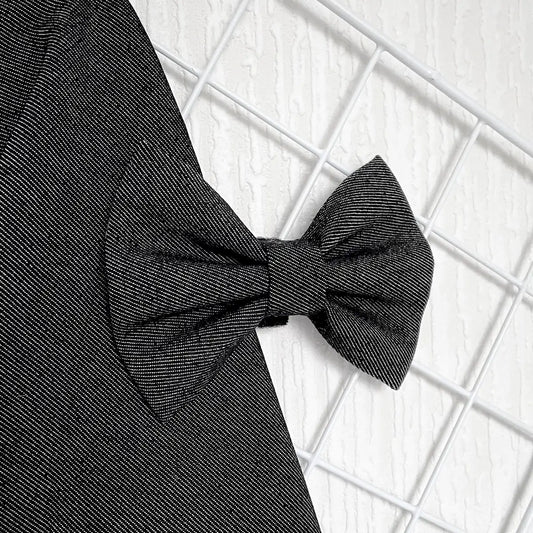 Black Denim Dog Bow Tie