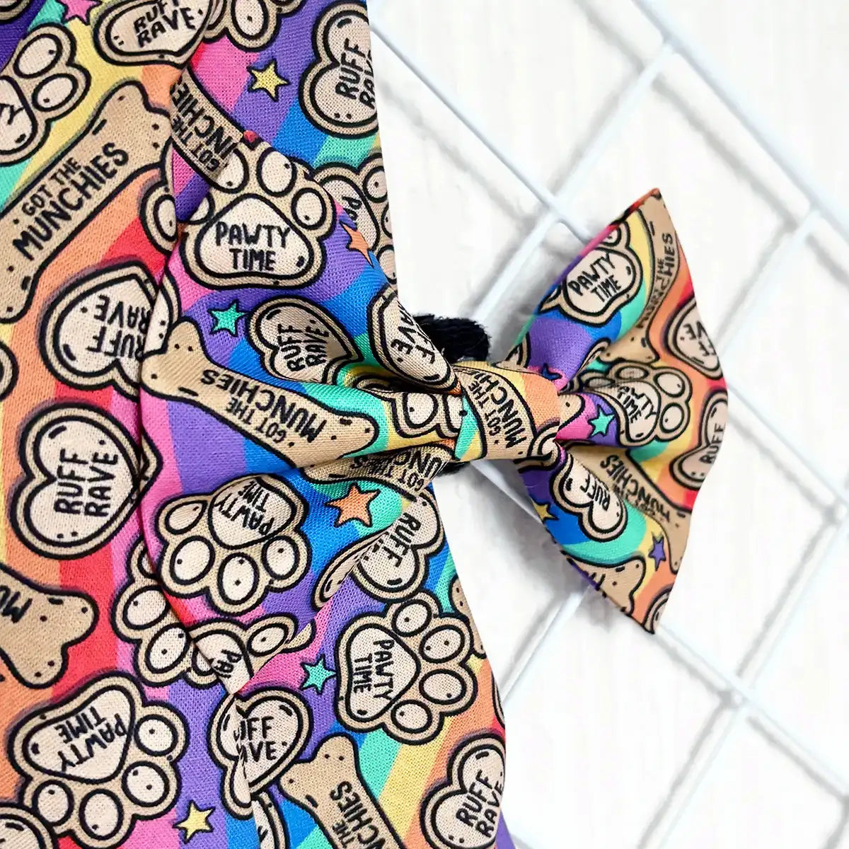 Dog Rave Rainbow Bow Tie