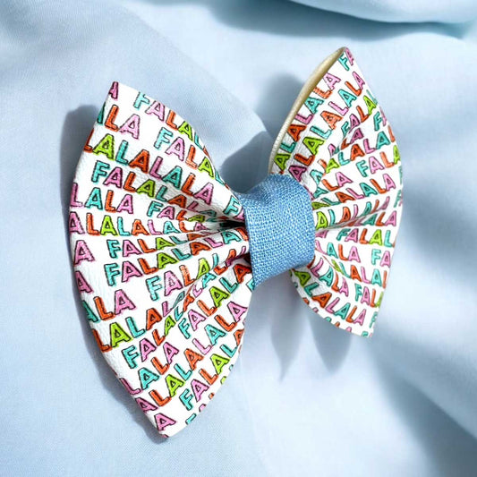 FaLaLaLaLa Leatherette Dog Bow Tie
