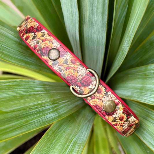 Flowers in Autumn Patterned Dog Collar