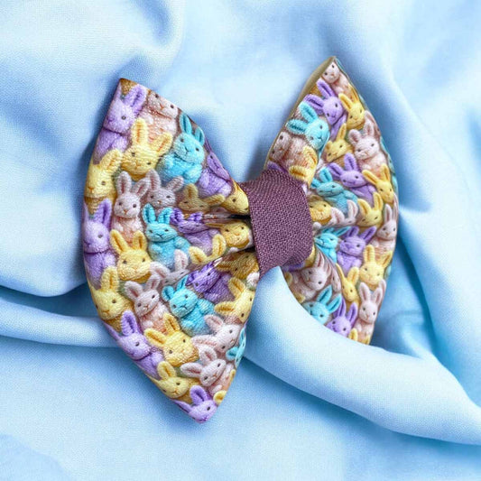 Fluffy Bunnies Leatherette Dog Bow Tie