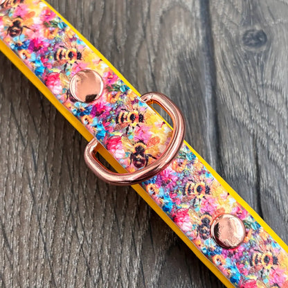 For the Love of Bees Patterned Dog Collar
