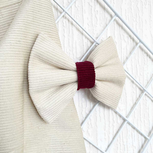 Ivory Corduroy Dog Bow Tie