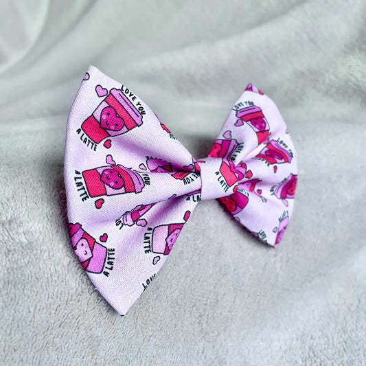 Love You A Latte Dog Bow Tie and Sailor Bow