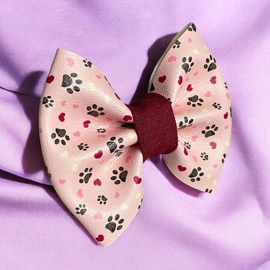 Paws on My Heart Leatherette Dog Bow Tie