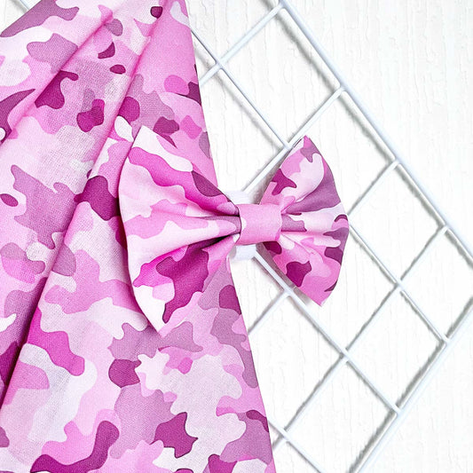 Pink Camo Girl Bea Dog Bow Tie