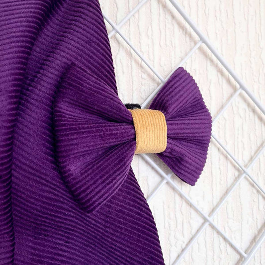 Plum Purple Corduroy Dog Bow Tie