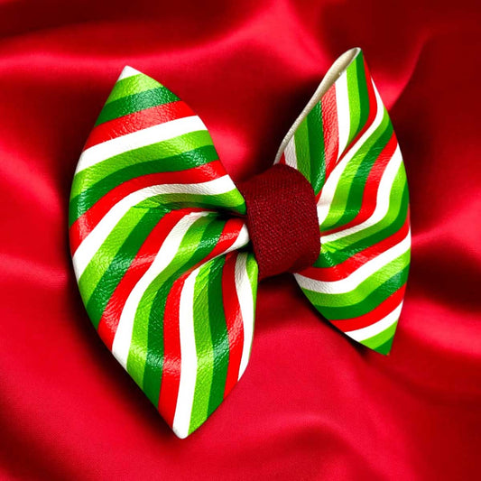 Wrap Up Christmas Leatherette Dog Bow Tie